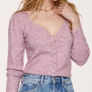 Heartloom Sweetheart Neck Cardigan with Faux Pearl Buttons (XS)